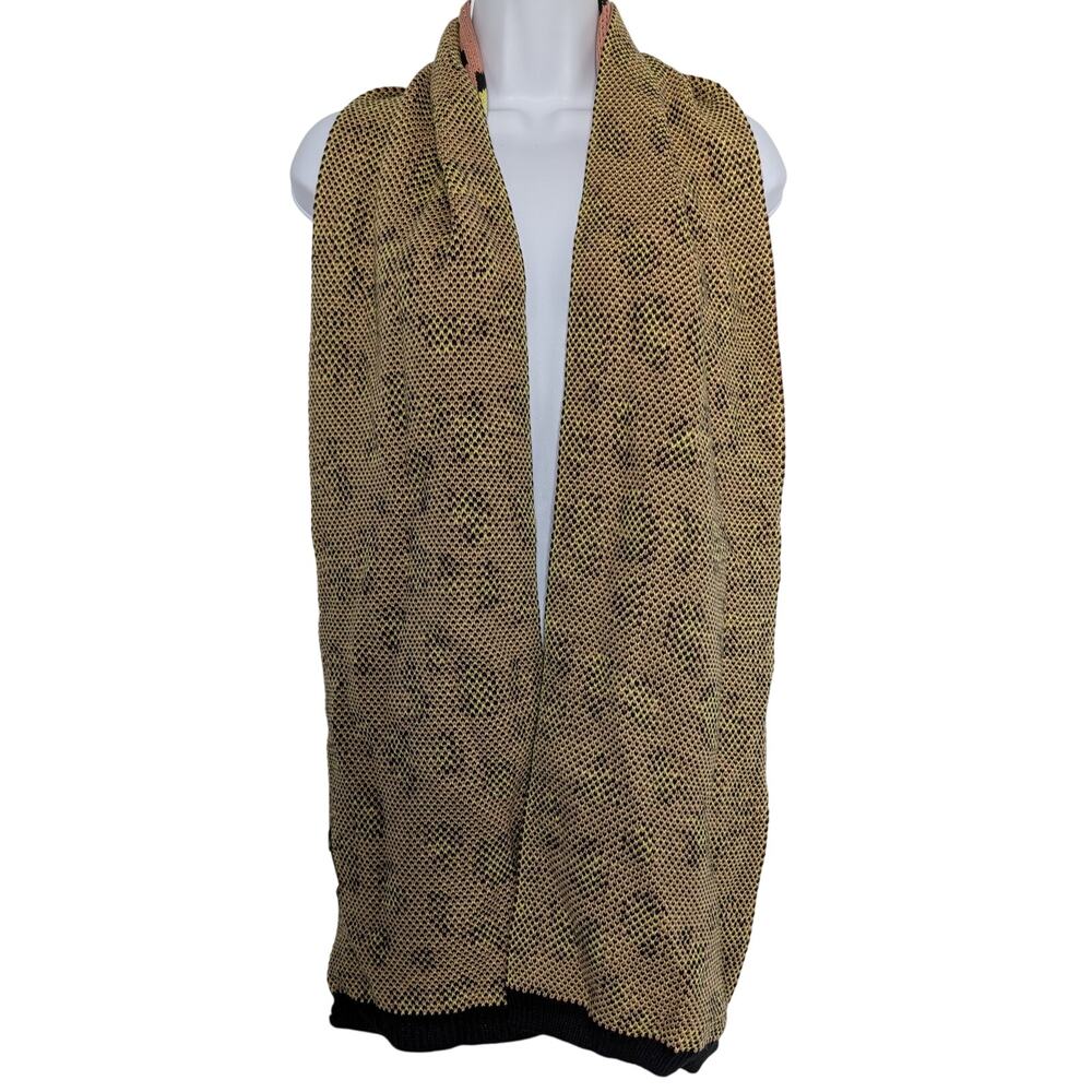 French Connection Leopard Print Knit Scarf In Pink Yellow Black NEW - Picture 8 of 10